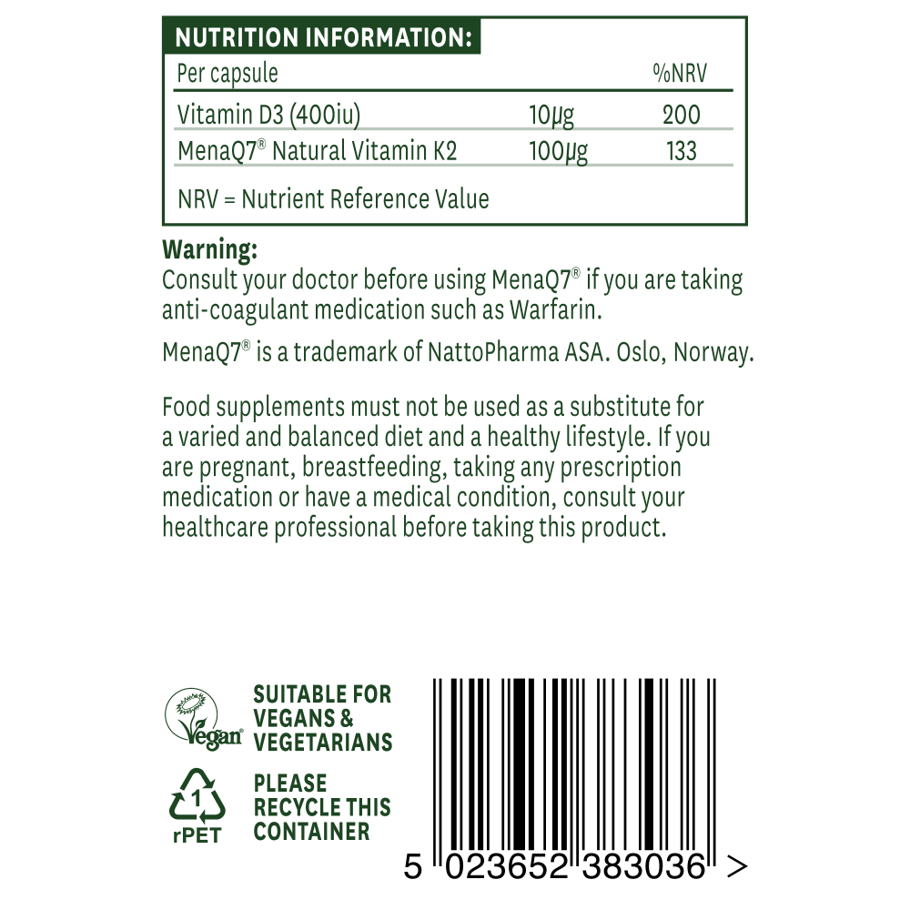 Natures Aid Vitamin K2 (With Vitamin D3) 100µg 30's
