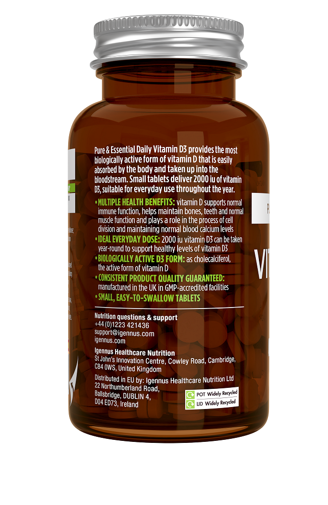 Igennus Pure & Essential Daily Vitamin D3 2000iu 365's