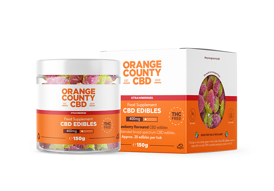 Orange County CBD CBD Edibles 400mg Strawberry Flavoured 150g 20's