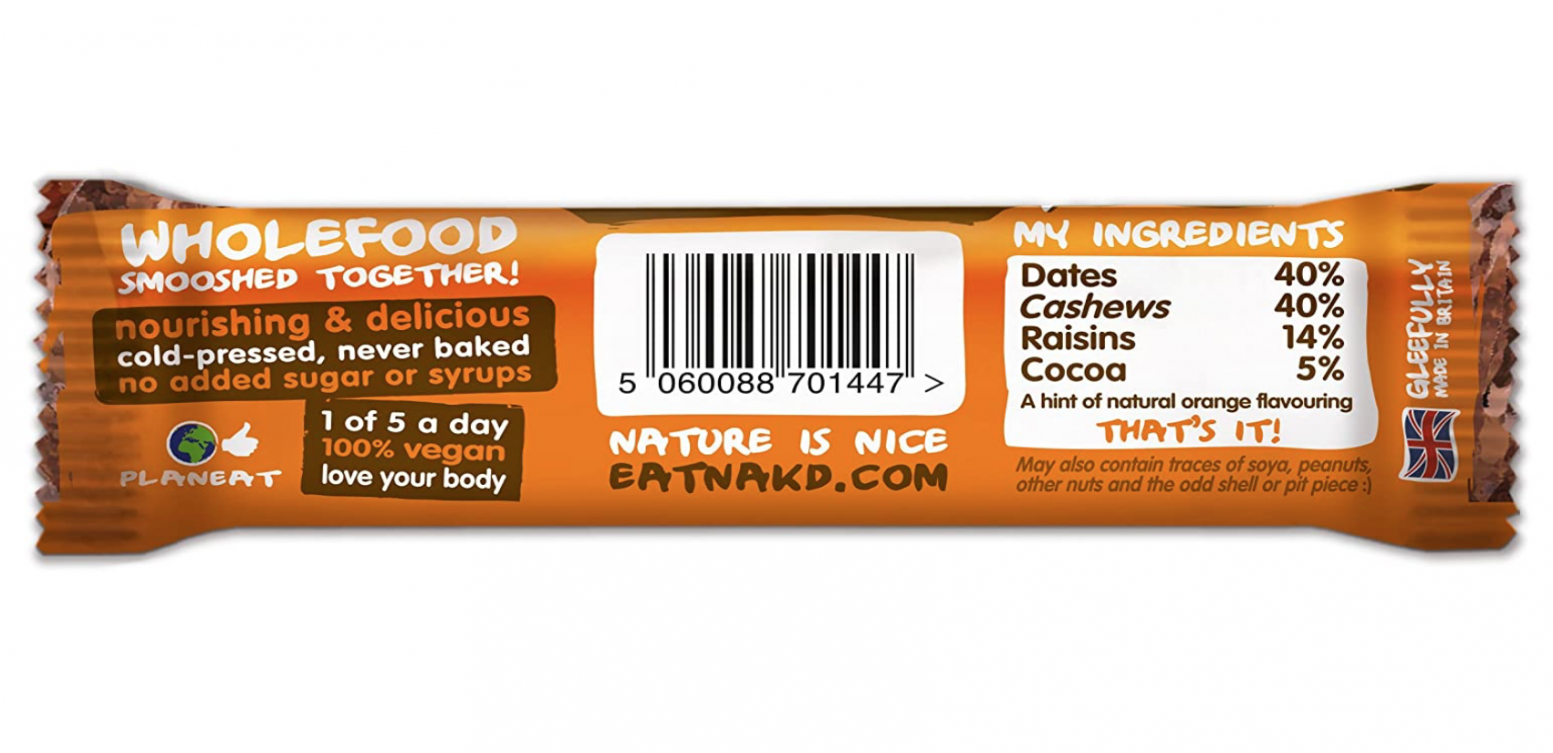 Nakd Cocoa Orange 18 x 35g Bar (CASE)