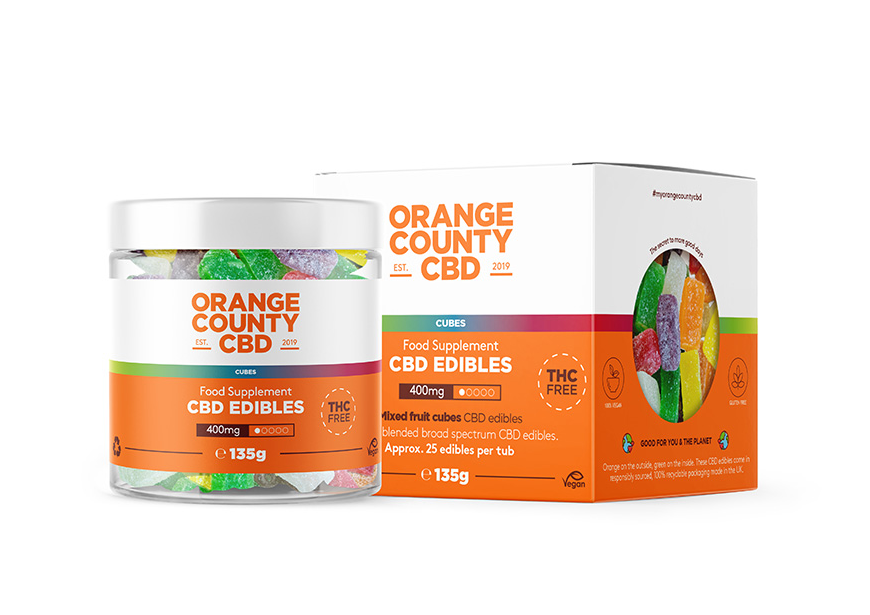Orange County CBD CBD Edibles 400mg Mixed Fruit Cubes 135g 25's