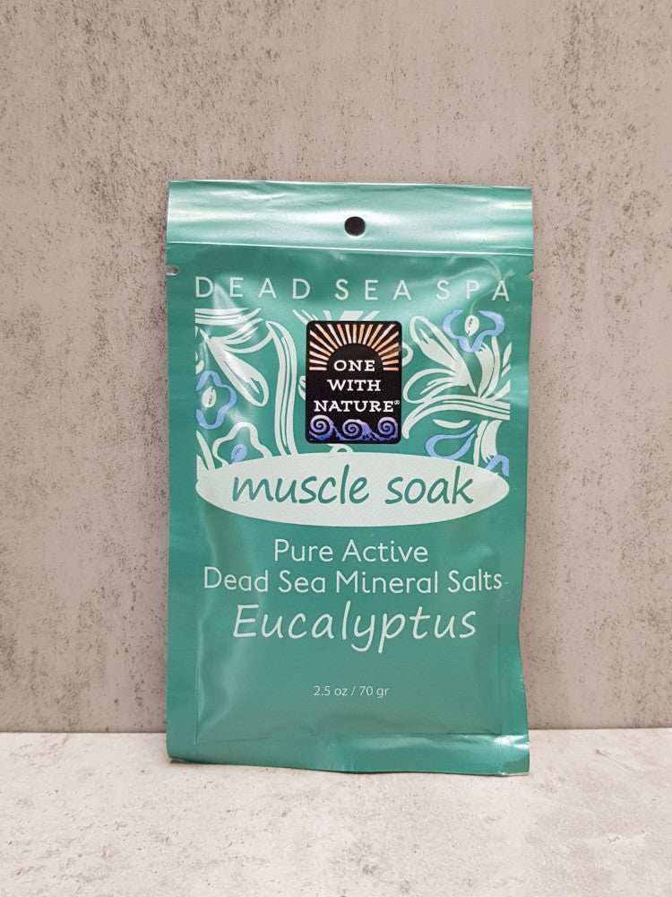 One with Nature Muscle Soak Pure Active Dead Sea Mineral Salts Eucalyptus 70g