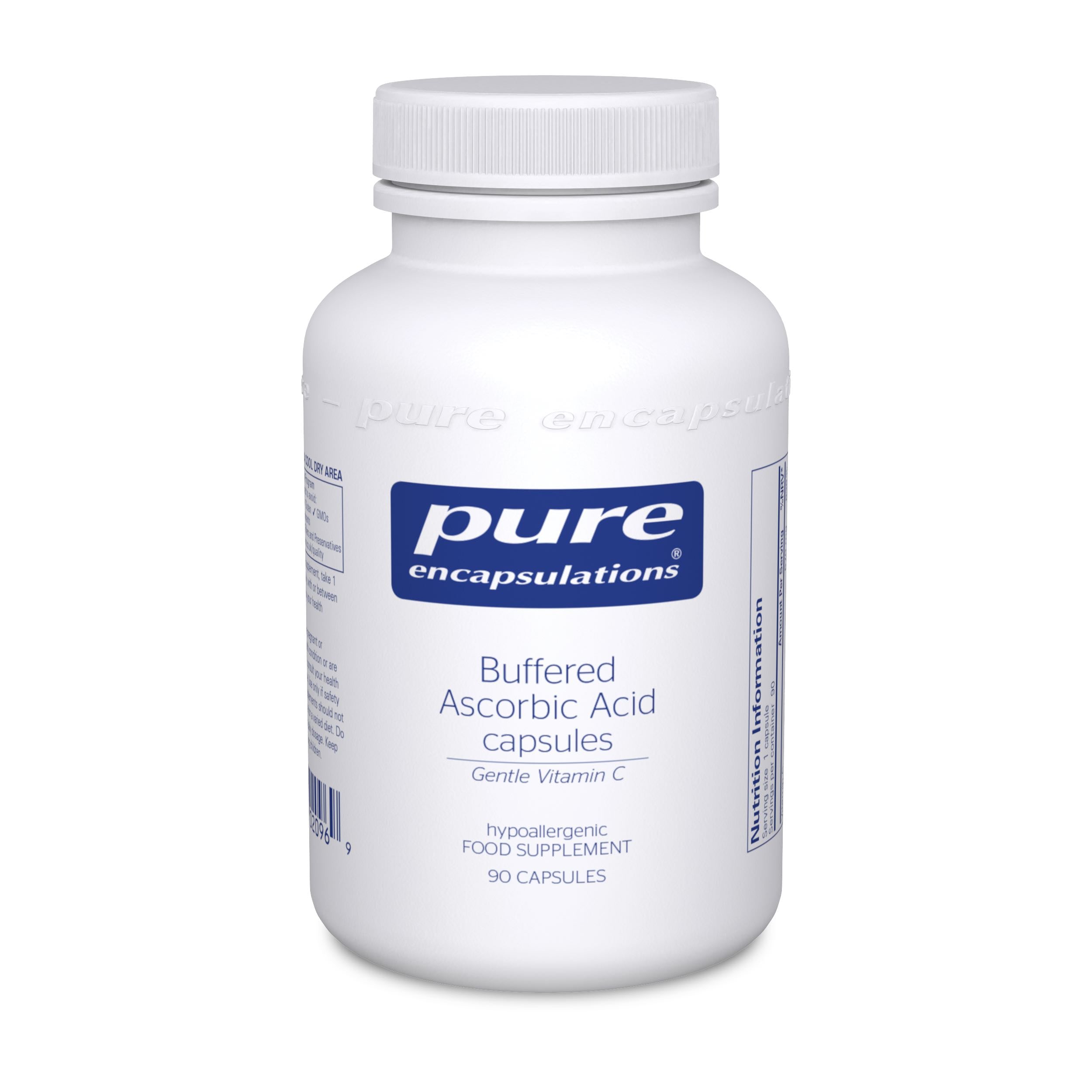 Pure Encapsulations Buffered Ascorbic Acid Capsules Gentle Vitamin C 90's