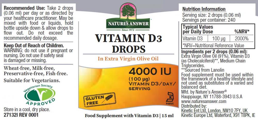 Nature's Answer Vitamin D-3 Drops 4,000iu 15ml