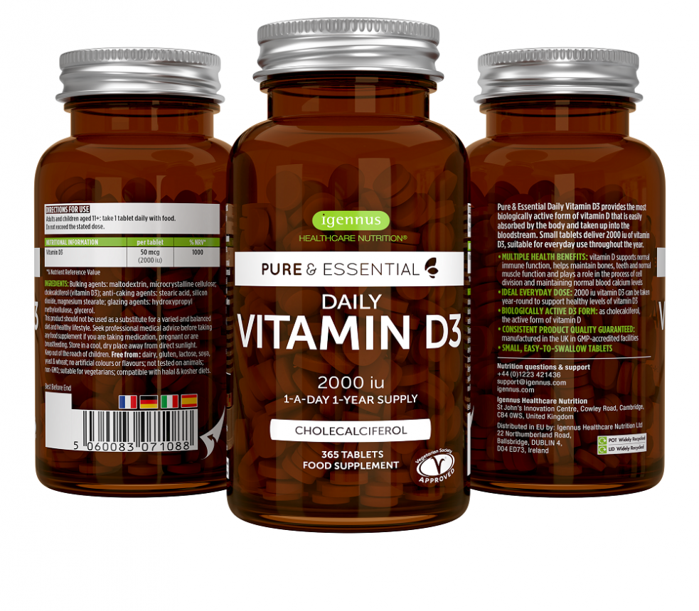 Igennus Pure & Essential Daily Vitamin D3 2000iu 365's