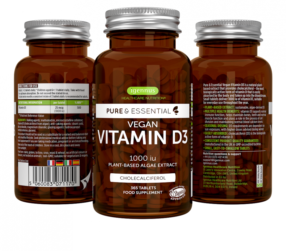 Igennus Pure & Essential Vegan Vitamin D3 1000 IU 365's