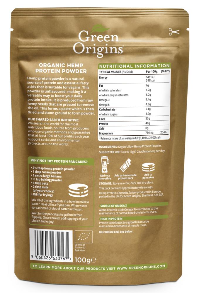 Green Origins Organic Hemp Protein Powder 100g