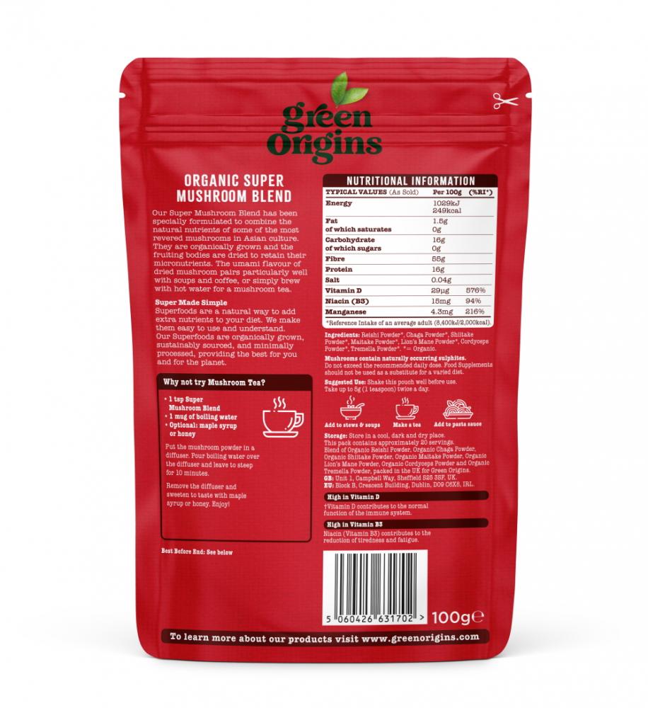 Green Origins Organic Super Mushroom Blend 100g