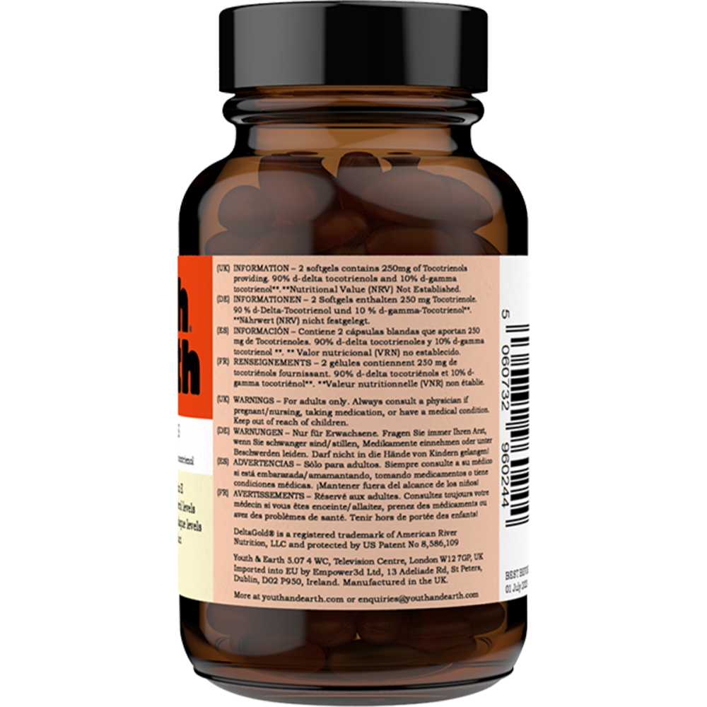 Youth & Earth Tocotrienols EAnnato DeltaGold 125mg 60s