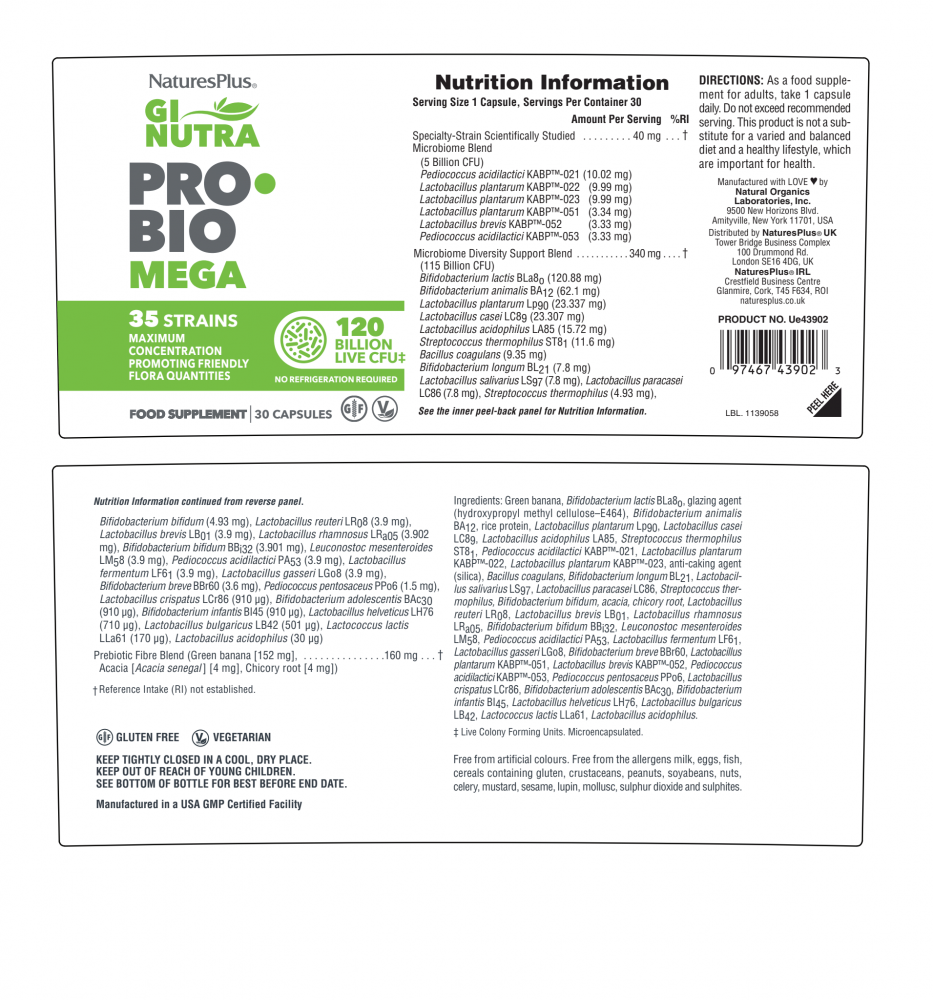 NaturesPlus GI Nutra Pro-Bio Mega 30’s