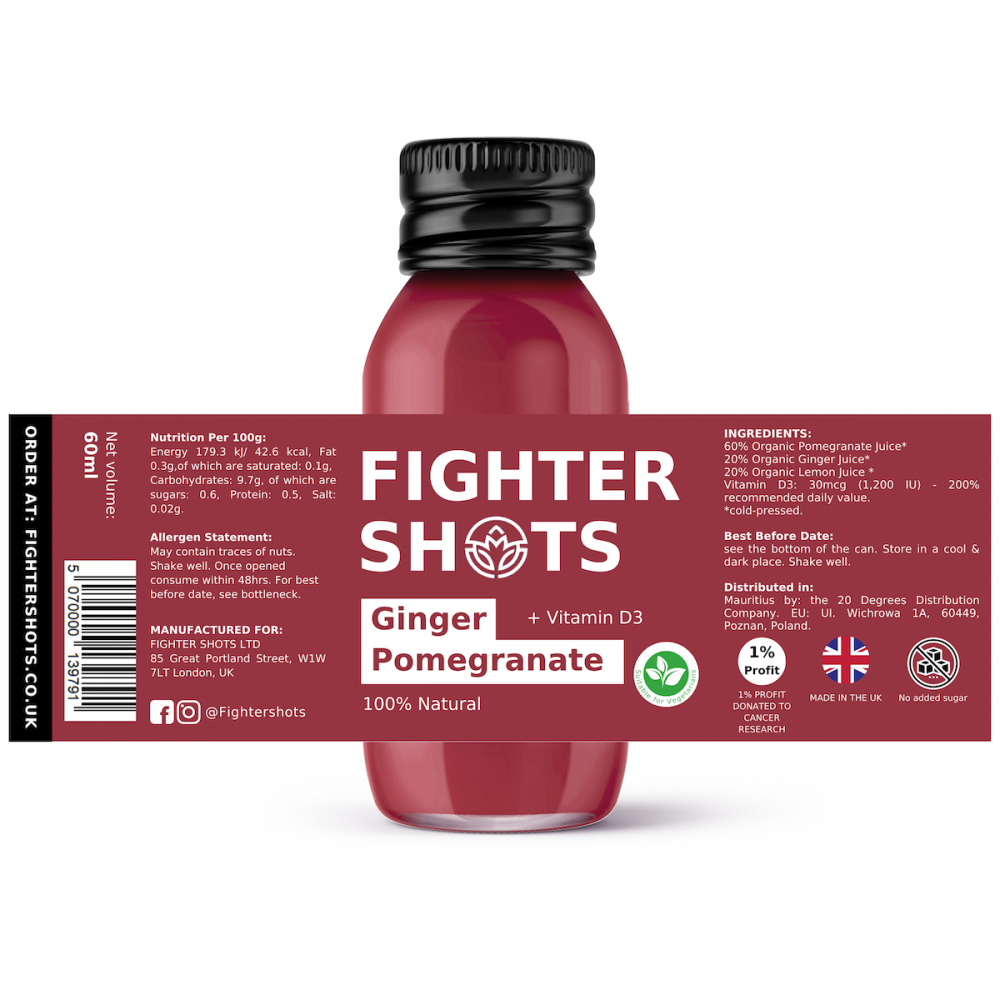 Fighter Shots Ginger Pomegranate + Vitamin D3 60ml SINGLE