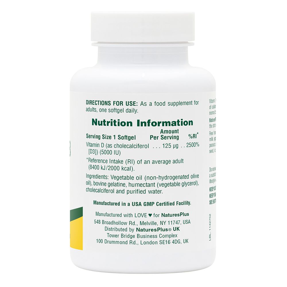 Nature's Plus Vitamin D3 125ug (5000iu) 60s