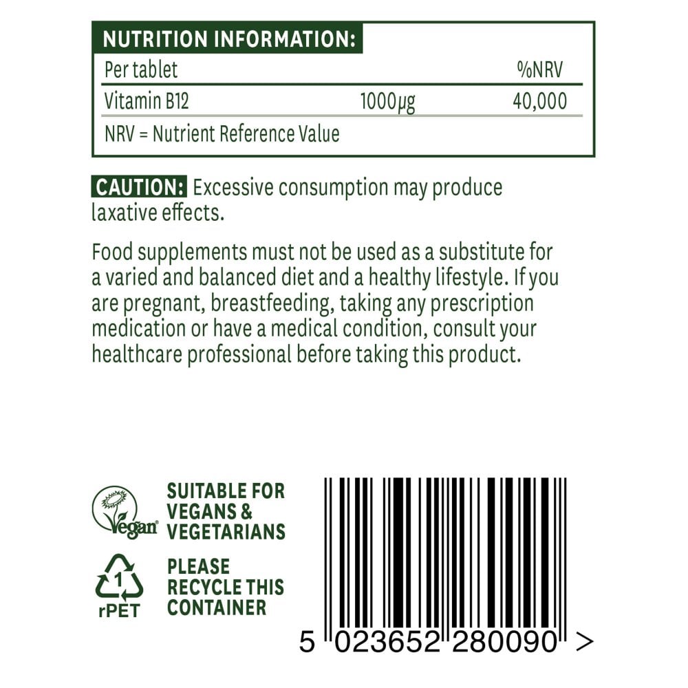 Natures Aid Vitamin B12 (Methylcobalamin) 1000µg 90's