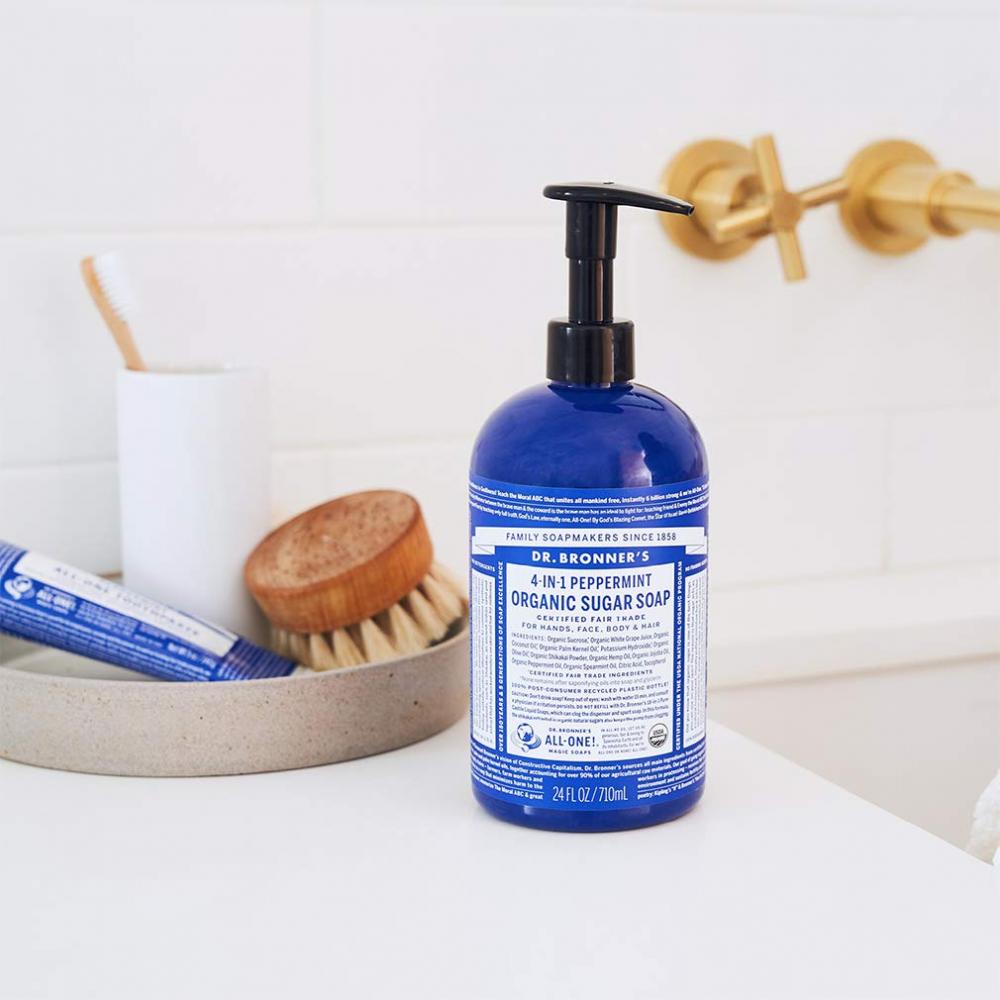 Dr Bronner's Magic Soaps 4-In-1 Peppermint Organic Pump Soap 710ml