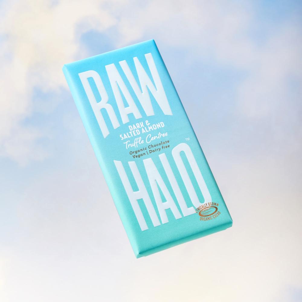 Raw Halo Dark & Salted Almond Truffle Centres Organic Chocolate Vegan 90g