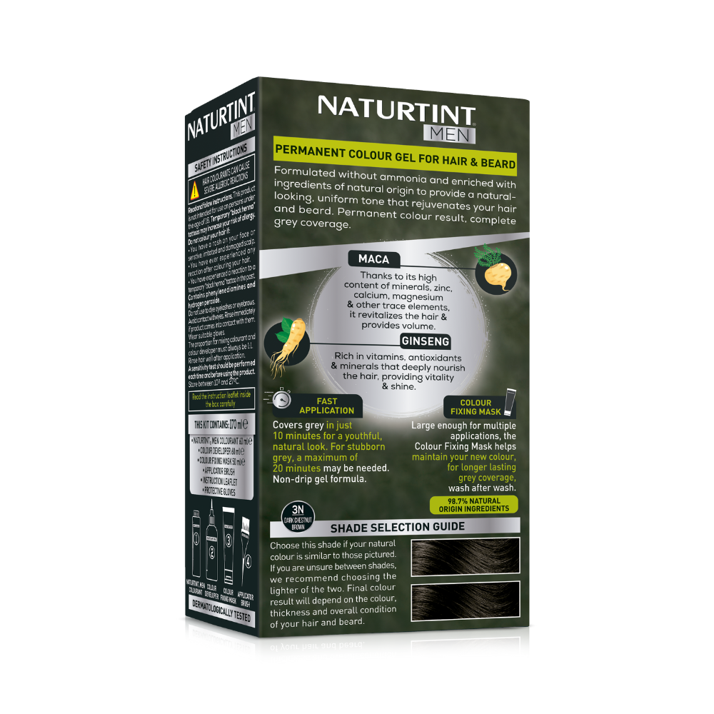 Naturtint MEN 3N Dark Chestnut Brown Permanent Hair Colour Gel