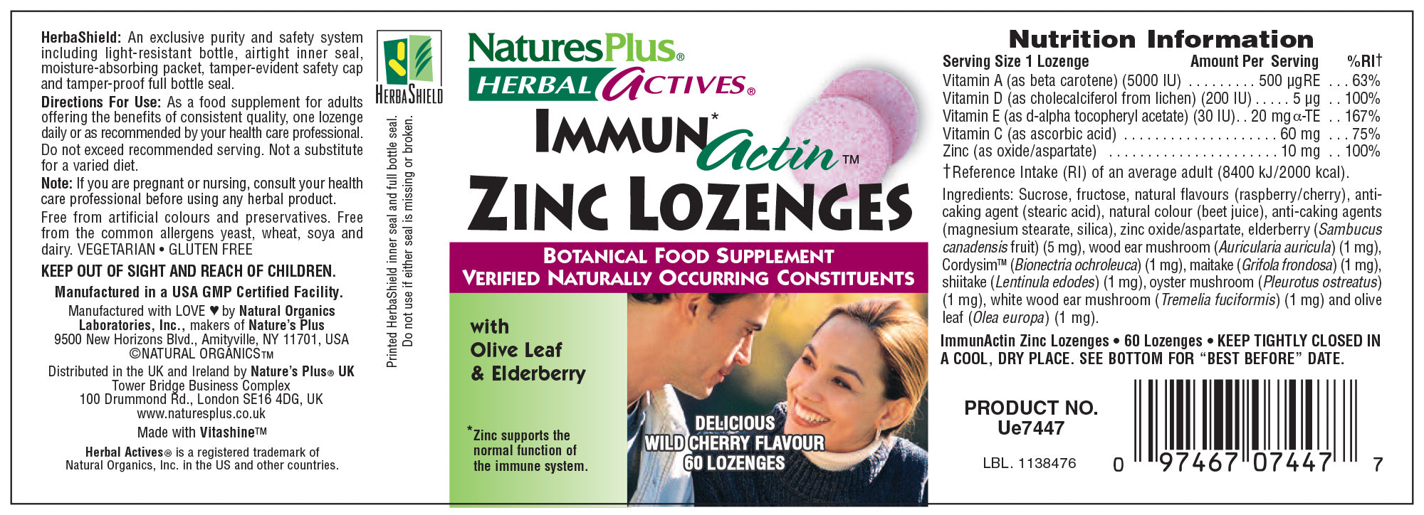 Nature's Plus ImmunActin Zinc Lozenges 60's