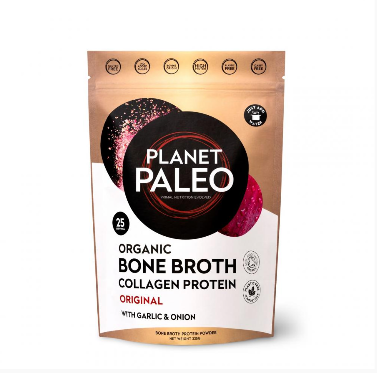 Organic Bone Broth Collagen Protein Original with Garlic & Onion 225g