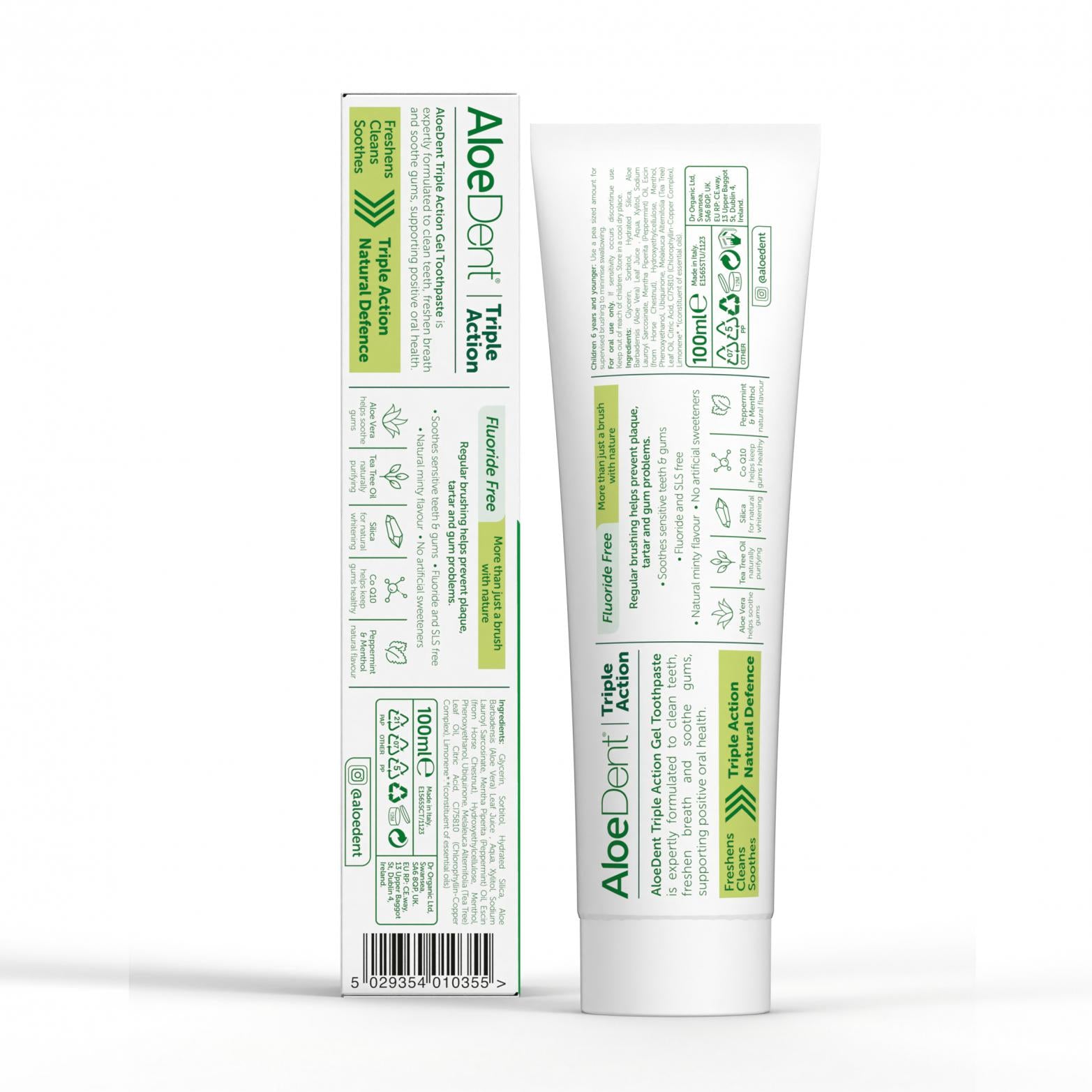 Aloe Dent Aloe Vera Gel Toothpaste Fluoride Free Triple Action 100ml