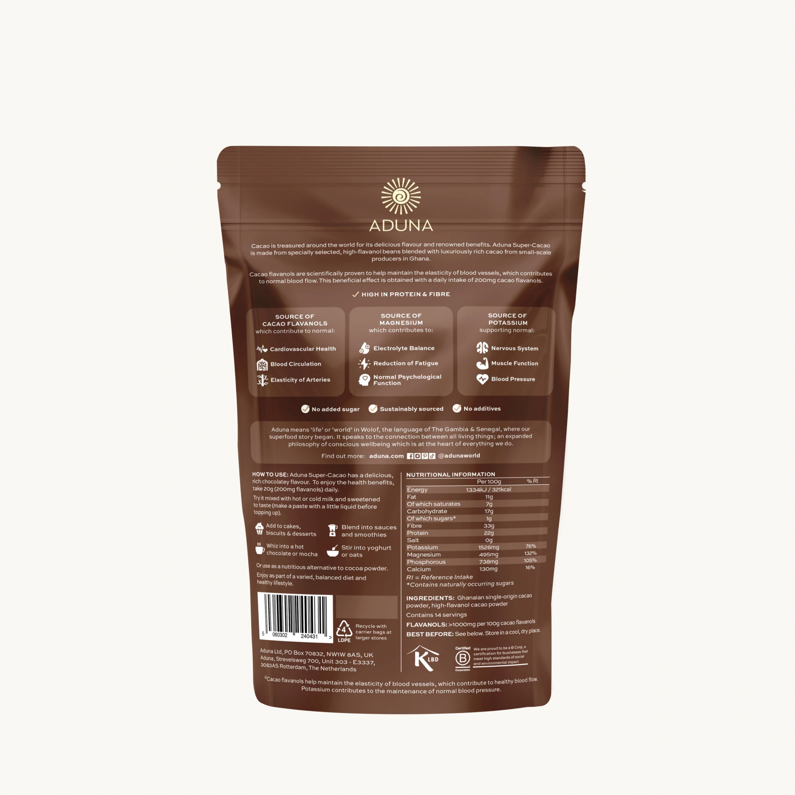 Aduna Super Cacao Powder Natural Chocolatey 275g