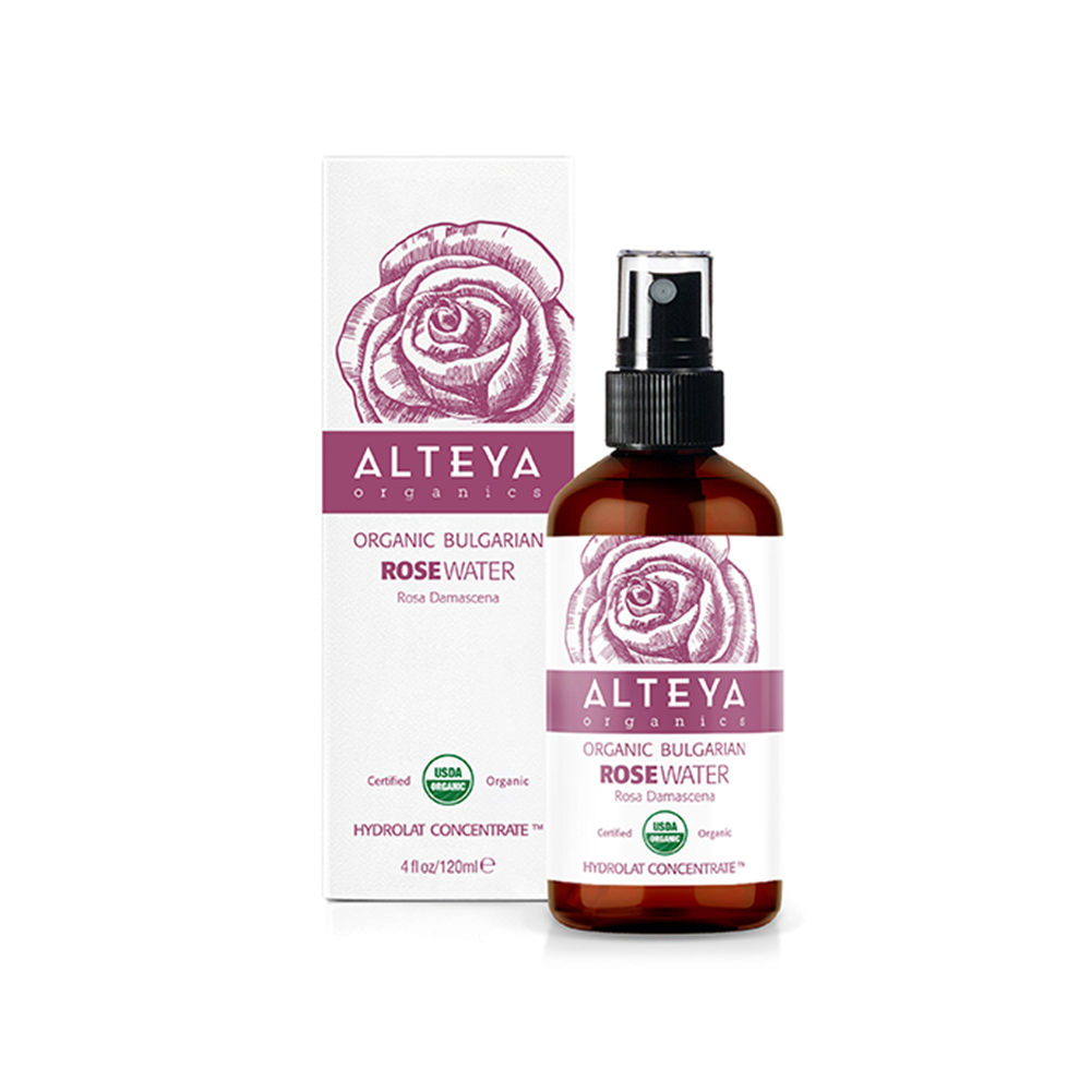 Alteya Organic Bulgarian Rose Water 120ml (Amber Glass Spray Bottle)