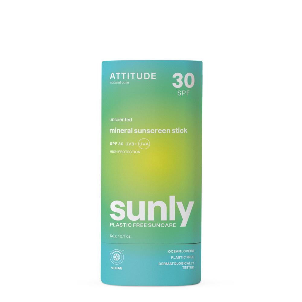 ATTITUDE 30 SPF Unscented Mineral Face Sunscreen Stick - Sunly 60g
