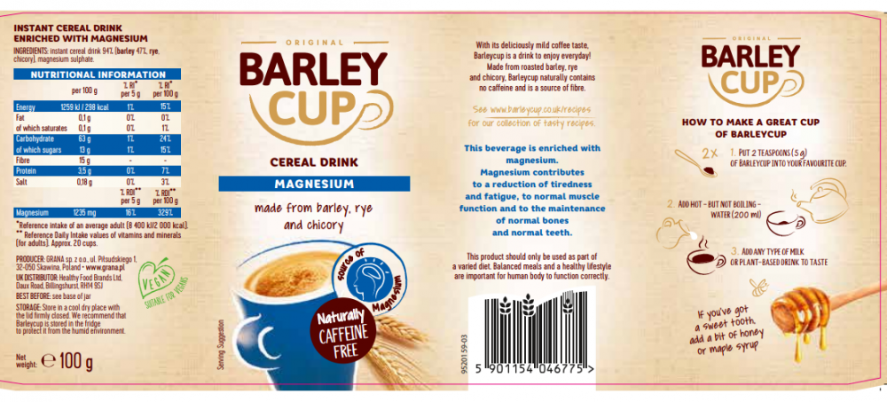 Barley Cup Cereal Drink Magnesium 100g