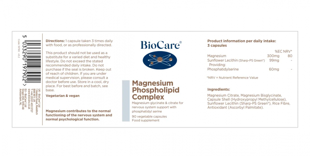 BioCare Magnesium Phospholipid Complex 90's