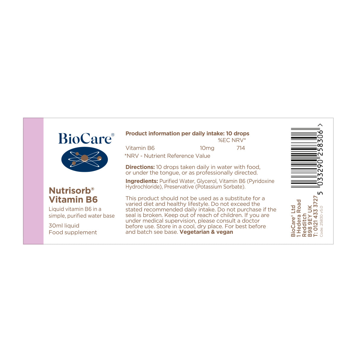 BioCare Nutrisorb Vitamin B6 (Formerly Vitasorb) 30ml