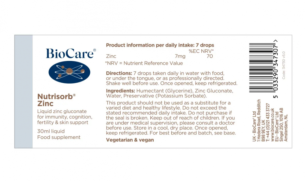 BioCare Nutrisorb Zinc 30ml