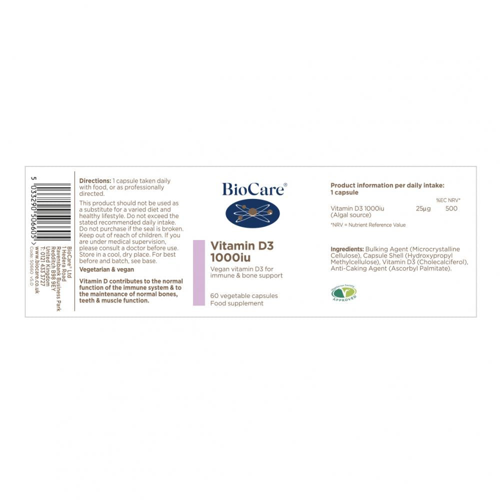 BioCare Vitamin D3 1000iu 60's