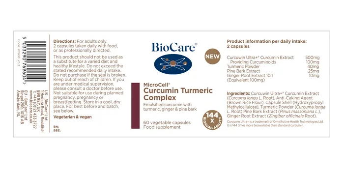 BioCare Curcumin Turmeric Complex 60's