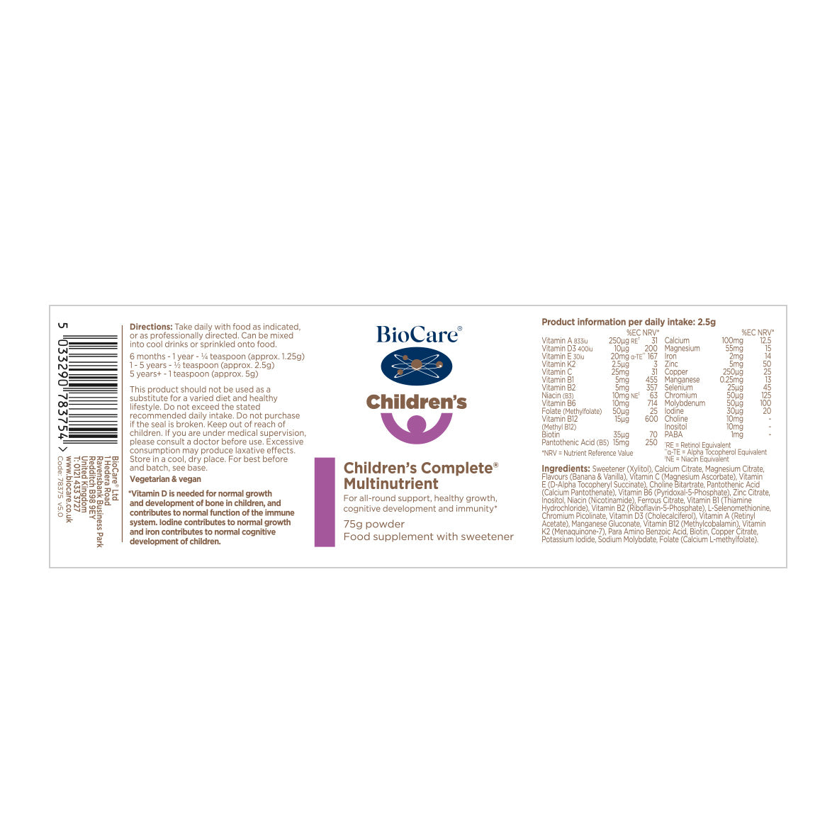 BioCare Children's Complete Multinutrient 75g