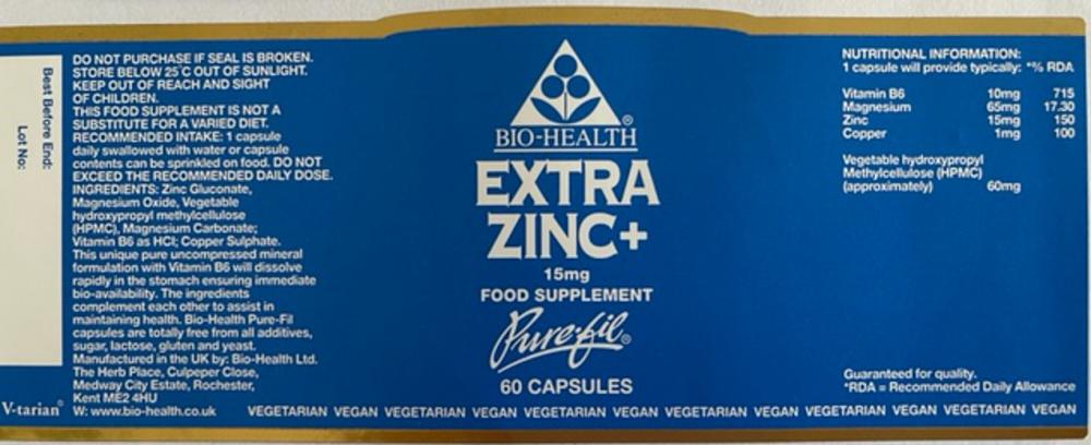 Bio-Health Extra Zinc+ 60's