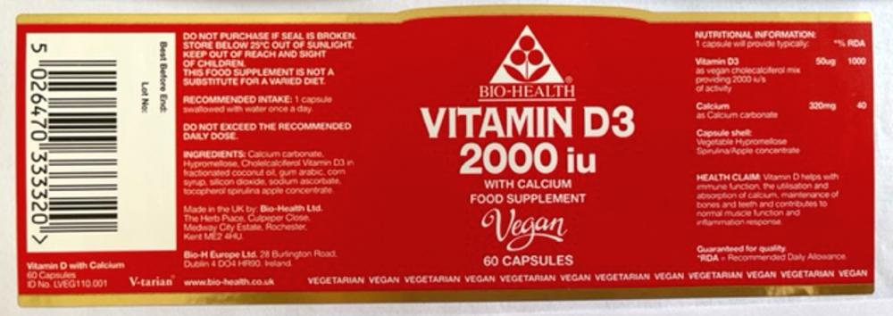 Bio-Health Vitamin D3 2000iu Vegan 60's