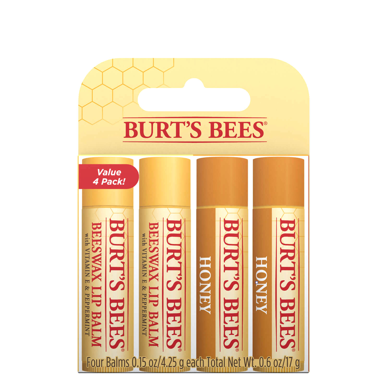 Burts Bees Beeswax & Honey Lip Balm 4 Pack