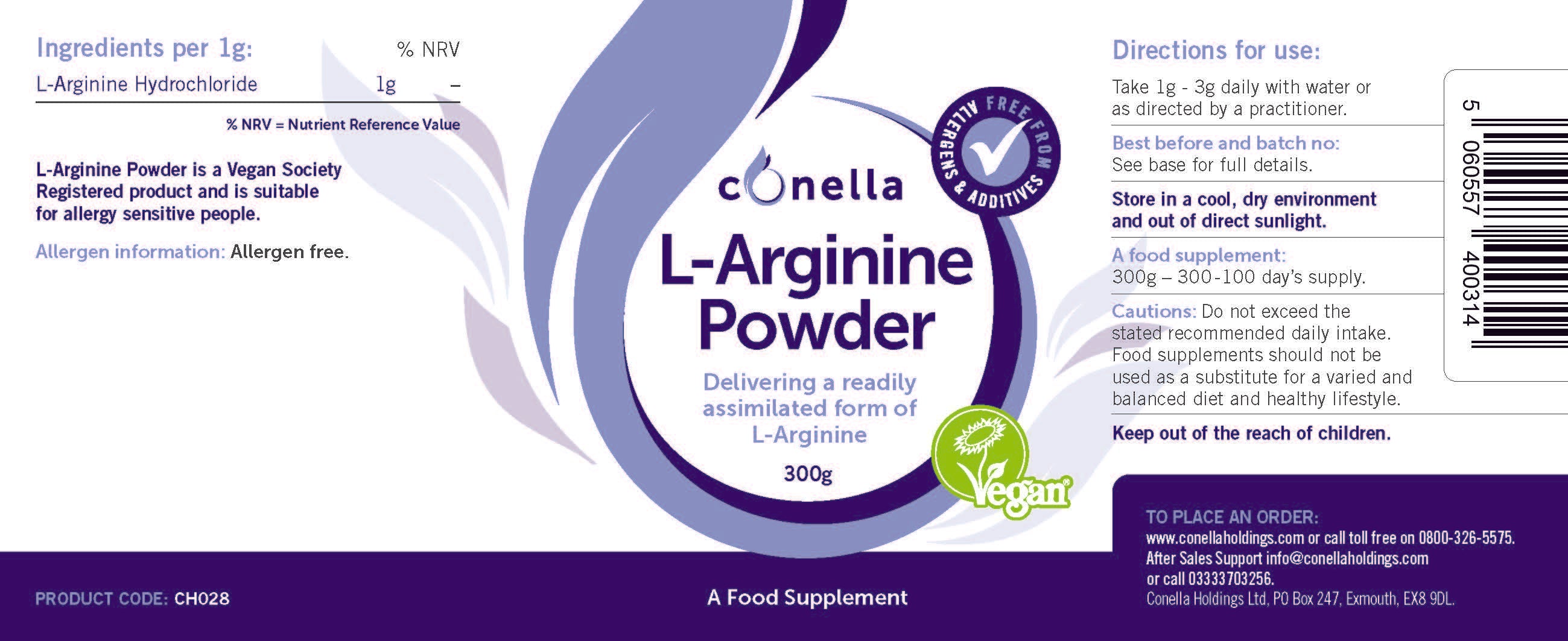 Conella L-Arginine Powder 300g