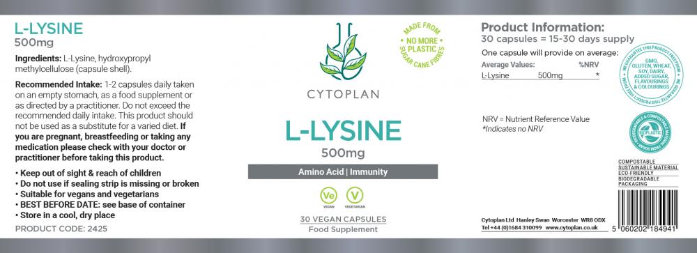 Cytoplan L-Lysine 30's