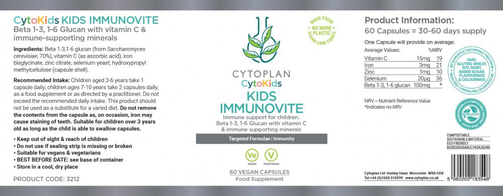 Cytoplan Kids Immunovite 60's