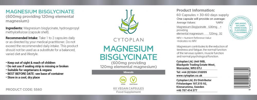 Cytoplan Magnesium Bisglycinate 60's