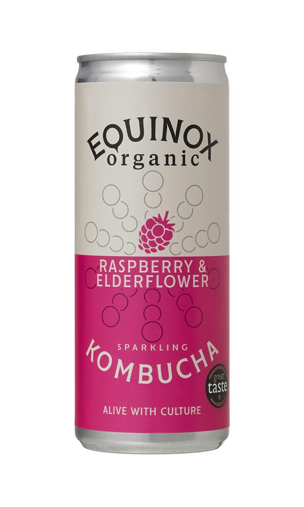 Equinox Kombucha Organic Raspberry & Elderflower Sparkling Kombucha 12x250ml CASE