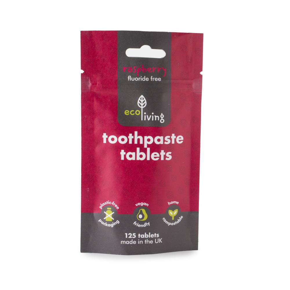 ecoLiving Toothpaste Tablets Raspberry Fluoride Free 125's