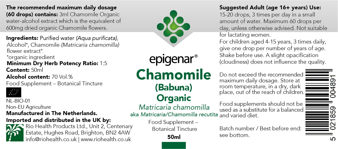 Epigenar Chamomile (Babuna) Organic Tincture 50ml