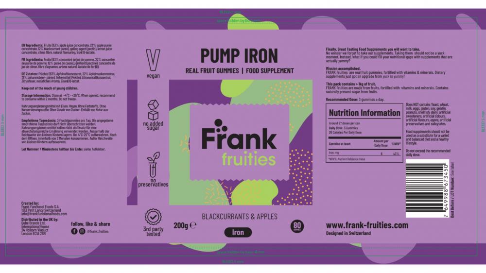 Frank Fruities Pump Iron Natural Fruit Gummies 80's