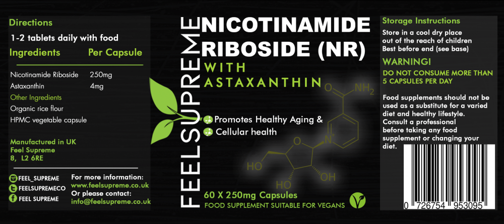 Feel Supreme Nicotinamide Riboside (NR) with Astaxanthin 60's