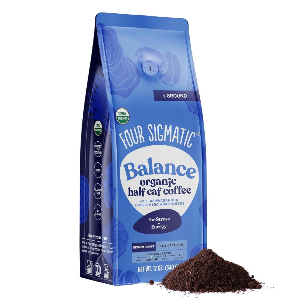 Four Sigmatic Balance Organic Half Caf Coffee with Ashwagandha & Eleuthero Adaptogens 340g