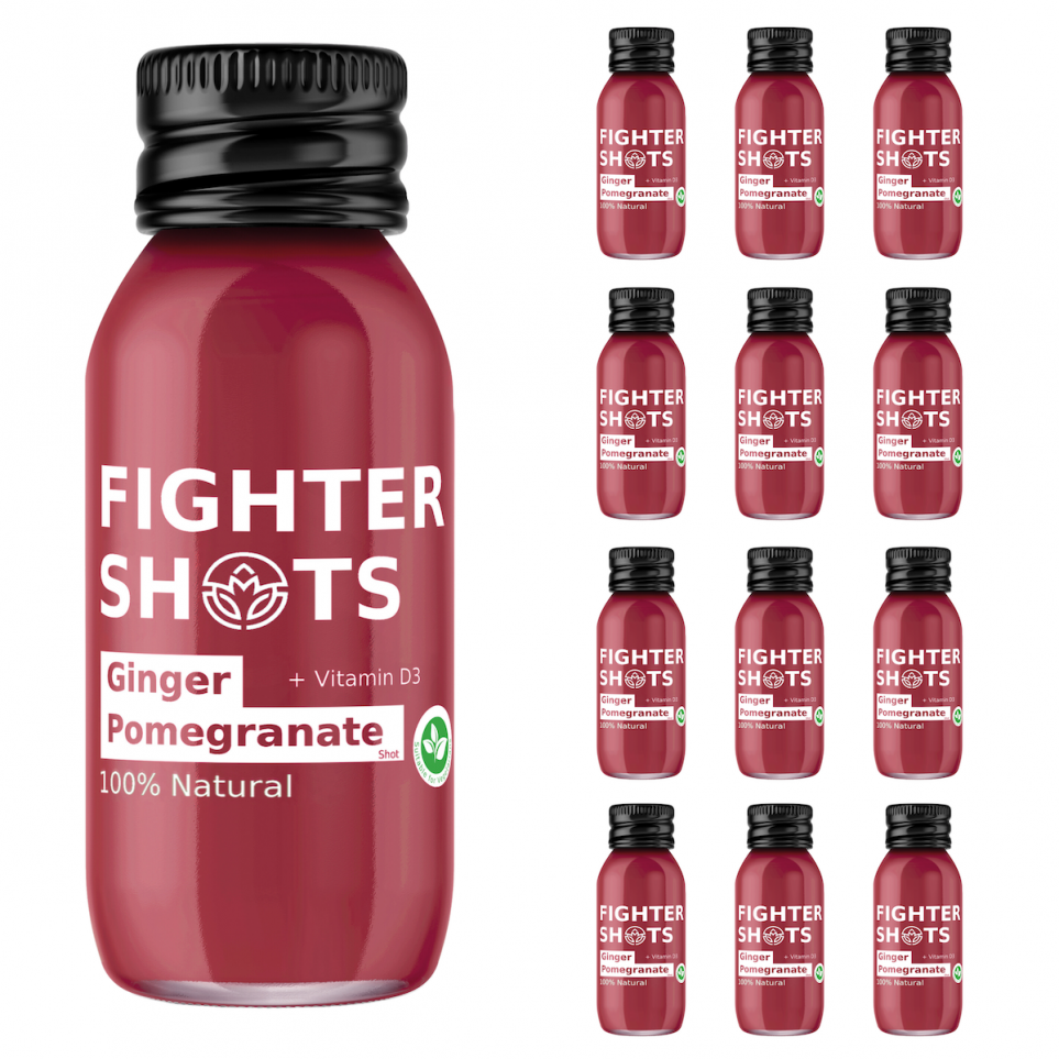 Fighter Shots Ginger Pomegranate + Vitamin D3 12x60ml CASE