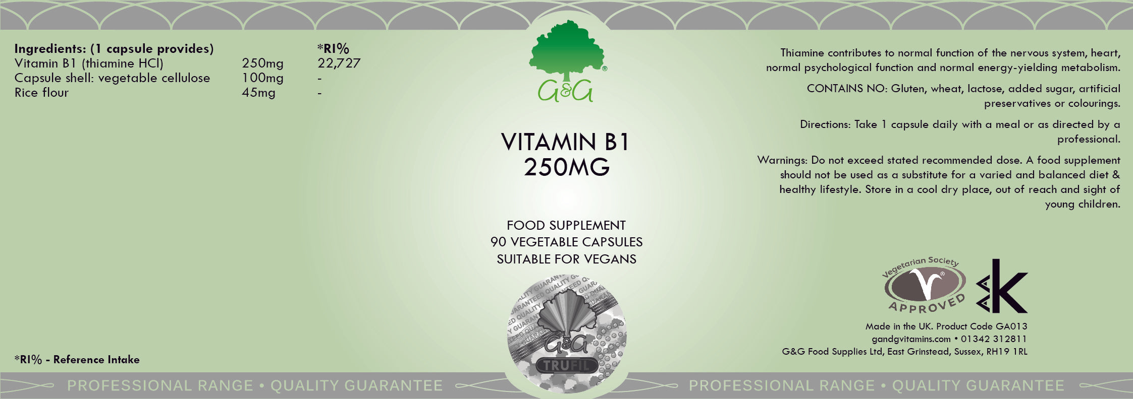 G&G Vitamins Vitamin B1 250mg 90's