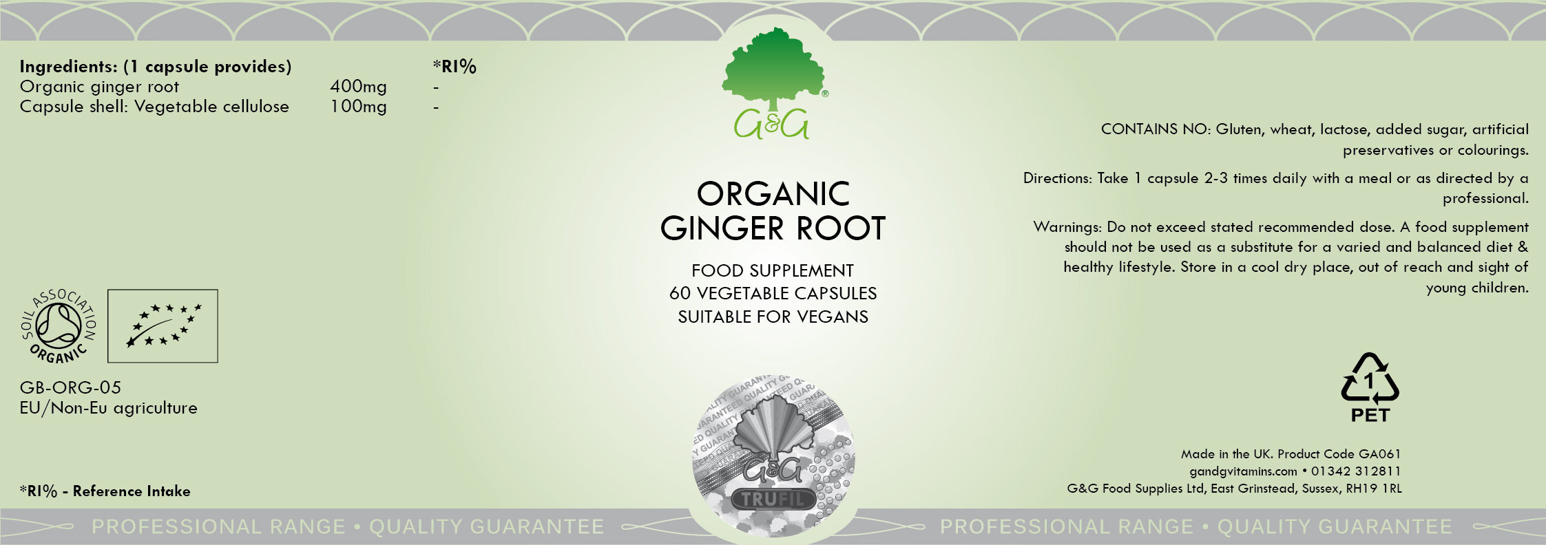 G&G Vitamins Organic Ginger Root 60's