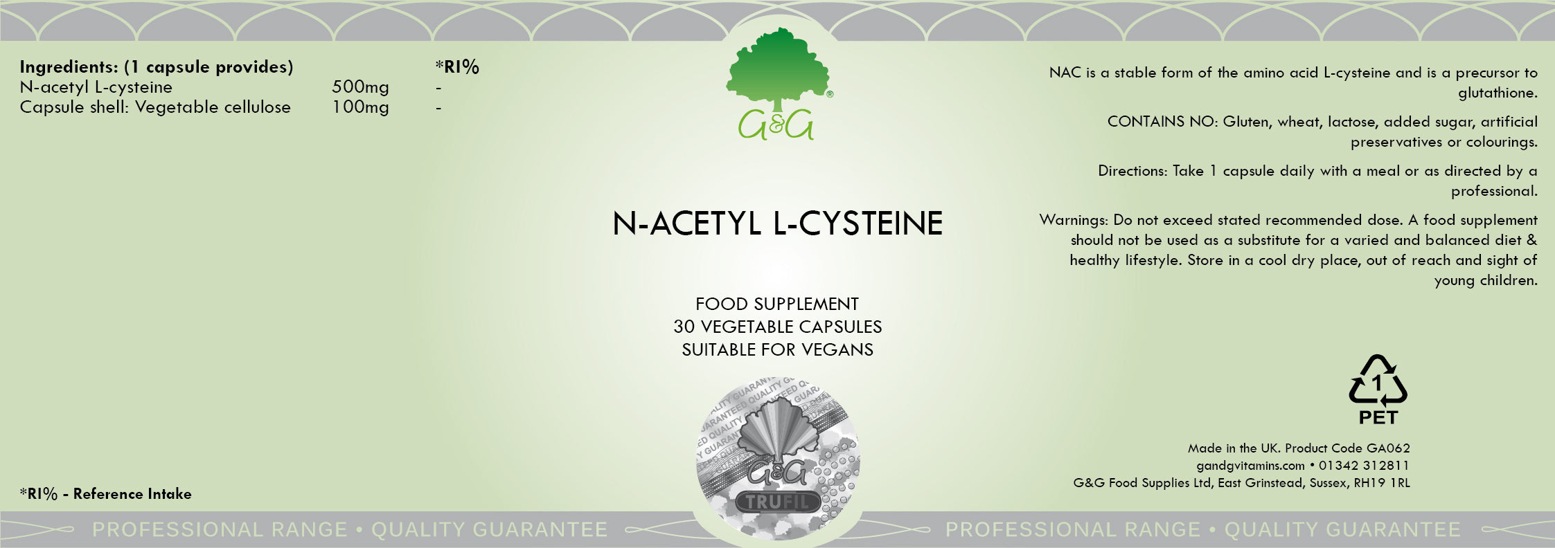 G&G Vitamins N-Acetyl L-Cysteine 30's